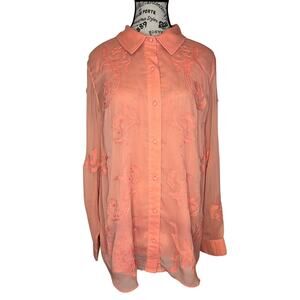 Soft Surroundings Savannah Embellished/Embroidered Romantic Top Women's L